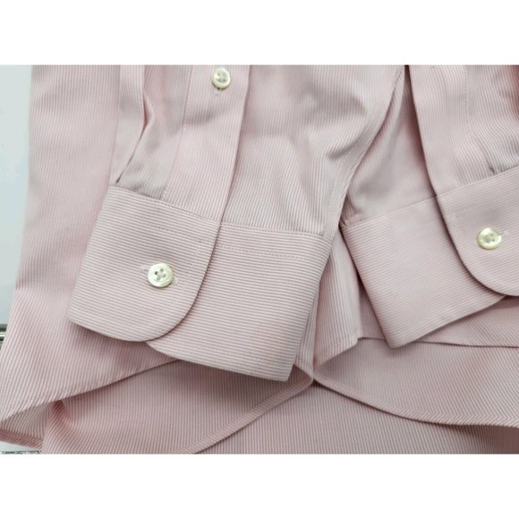 Jos A Bank Mens Dress Shirt 15.5/34 Tailored Fit Pink White Striped *Small Mark* - Picture 3 of 7